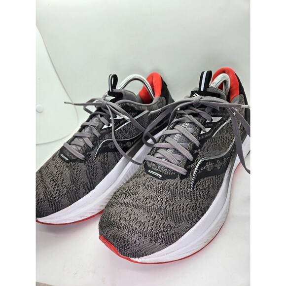 Saucony Echelon 9 Shoes Mens 8.5 Charcoal Red Running Athletic Training Sneakers